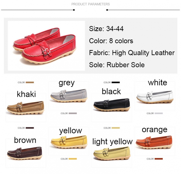 Women Leather Shoes Spring Comfortable Leisure Shoes Non-slip Soft Lady Flat Loafers Plus Size Shoes