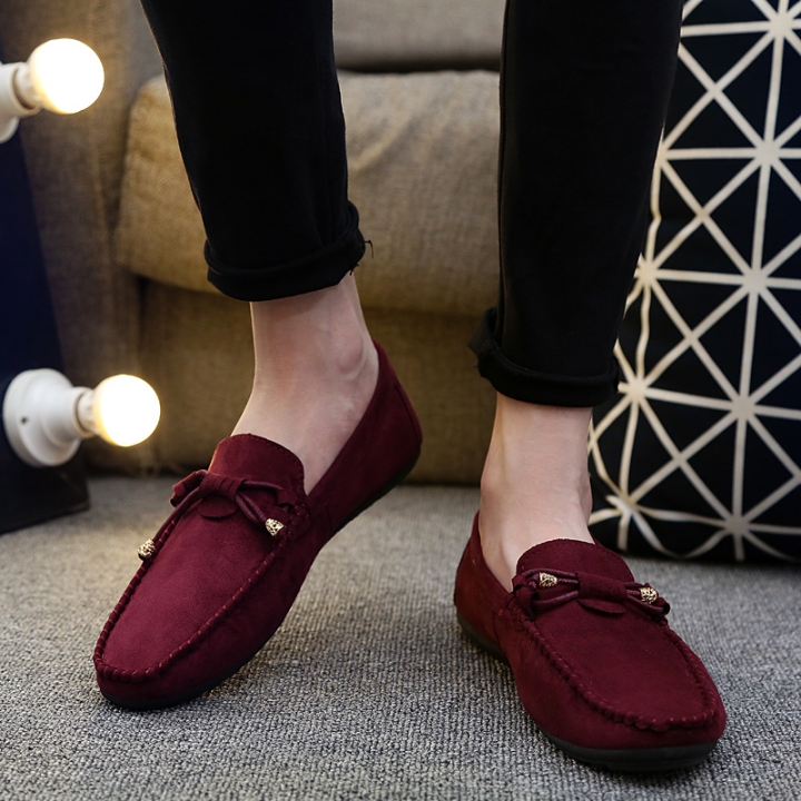 Men Business Suede Leather Shoes Comfortable Leisure Loafers Casual Driving Leather Peas Shoes