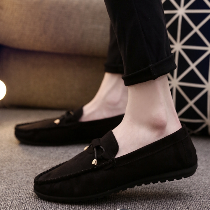 Men Business Suede Leather Shoes Comfortable Leisure Loafers Casual Driving Leather Peas Shoes
