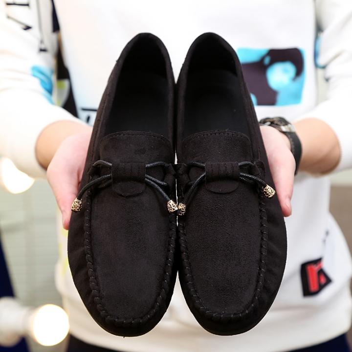 Men Business Suede Leather Shoes Comfortable Leisure Loafers Casual Driving Leather Peas Shoes