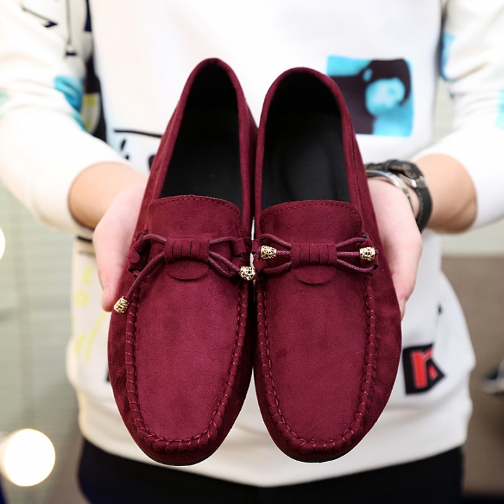 Men Business Suede Leather Shoes Comfortable Leisure Loafers Casual Driving Leather Peas Shoes