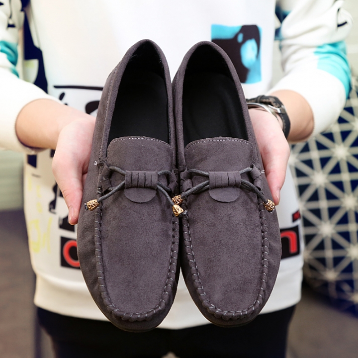 Men Business Suede Leather Shoes Comfortable Leisure Loafers Casual Driving Leather Peas Shoes
