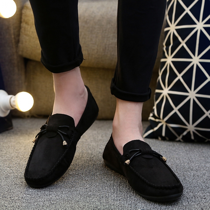 Men Business Suede Leather Shoes Comfortable Leisure Loafers Casual Driving Leather Peas Shoes