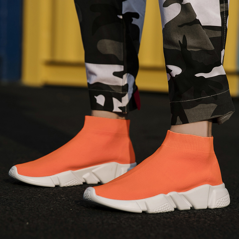 Men Fashion Leisure Sock Shoes Plus Size Women Breathable Mesh Sport Shoes Non-slip Casual Sneakers