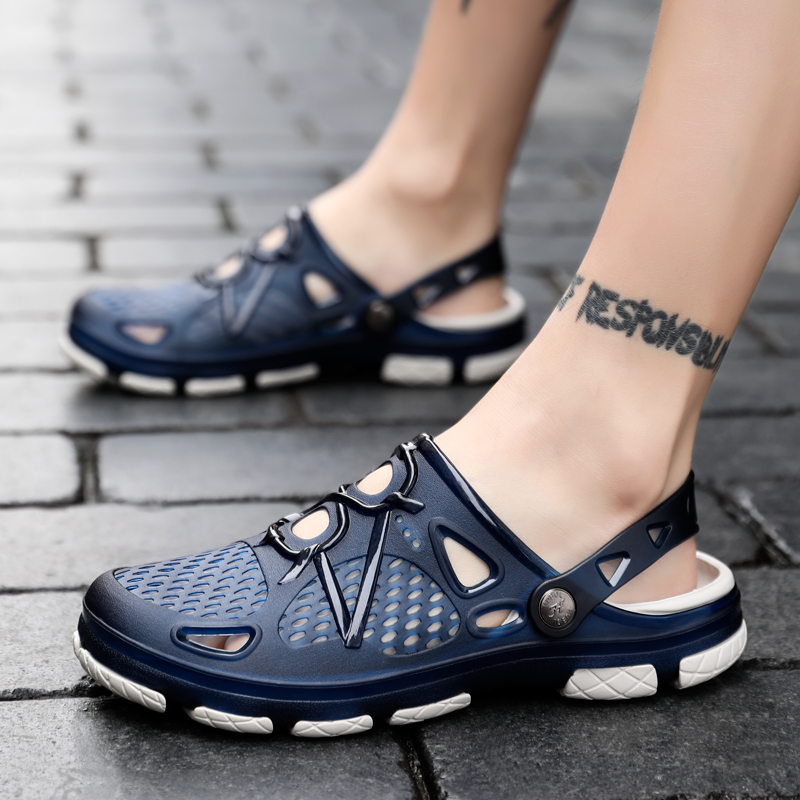 Two Wearing Ways Men Beach Sandals Fashion Soft Slippers Plus Size Leisure Shoes