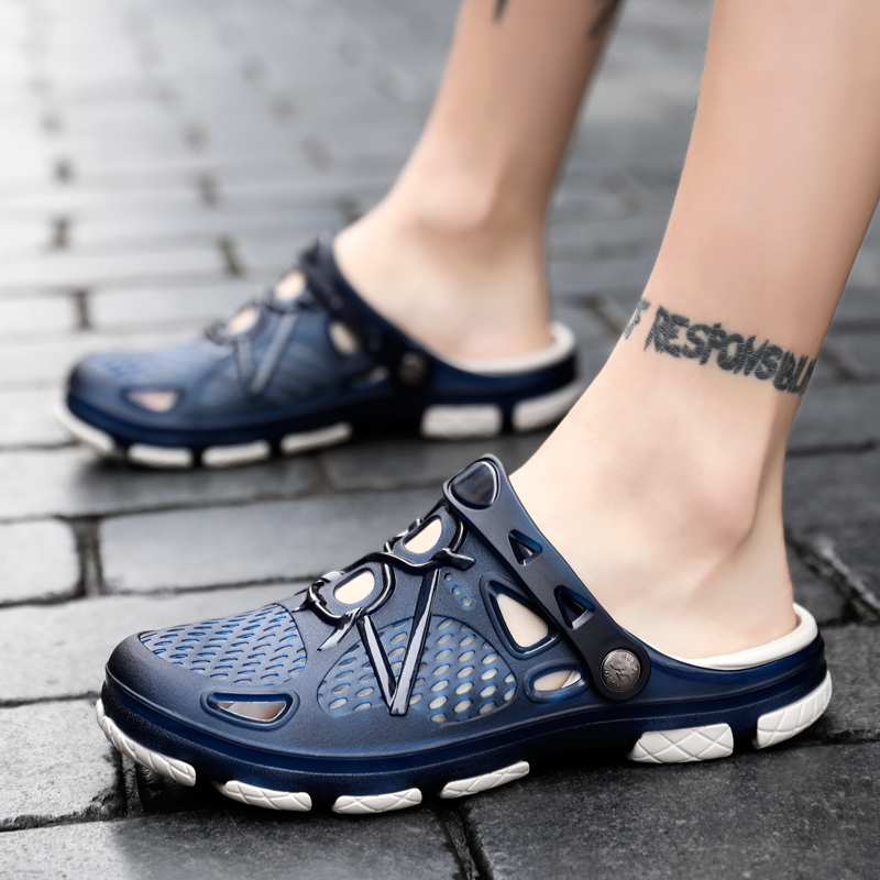 Two Wearing Ways Men Beach Sandals Fashion Soft Slippers Plus Size Leisure Shoes