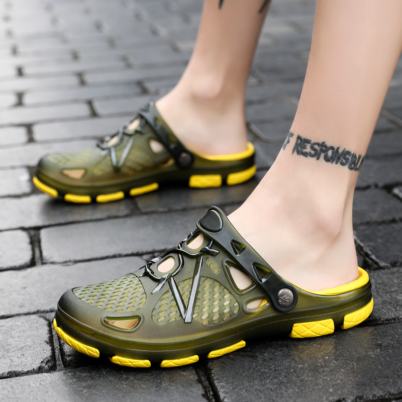 Two Wearing Ways Men Beach Sandals Fashion Soft Slippers Plus Size Leisure Shoes