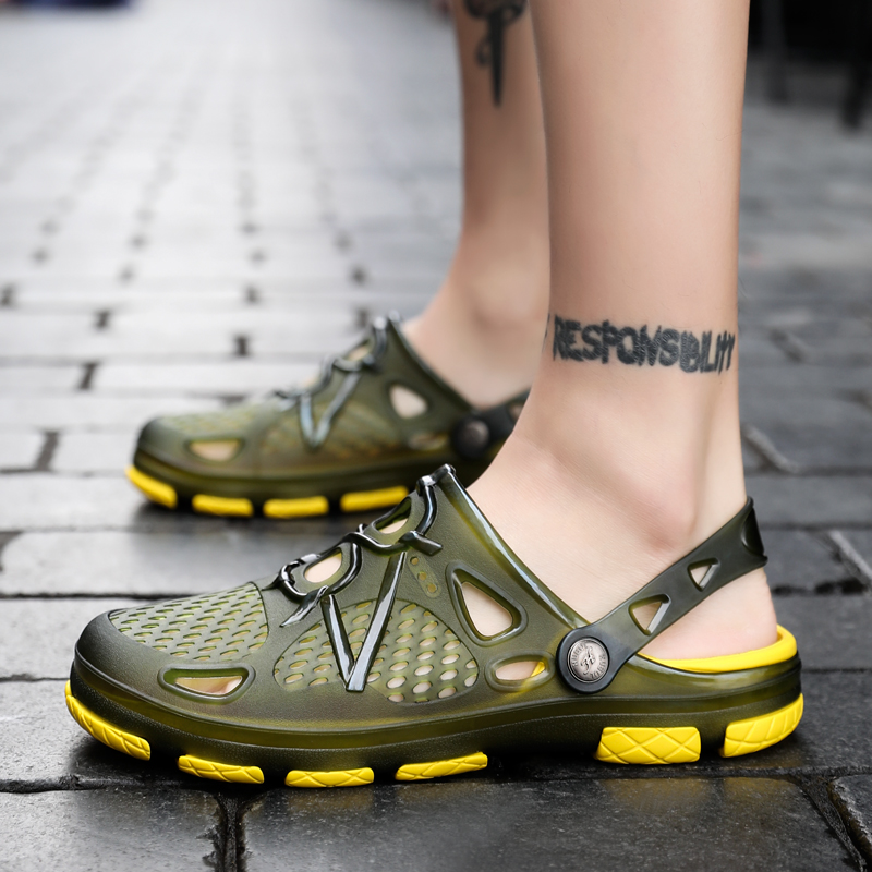 Two Wearing Ways Men Beach Sandals Fashion Soft Slippers Plus Size Leisure Shoes