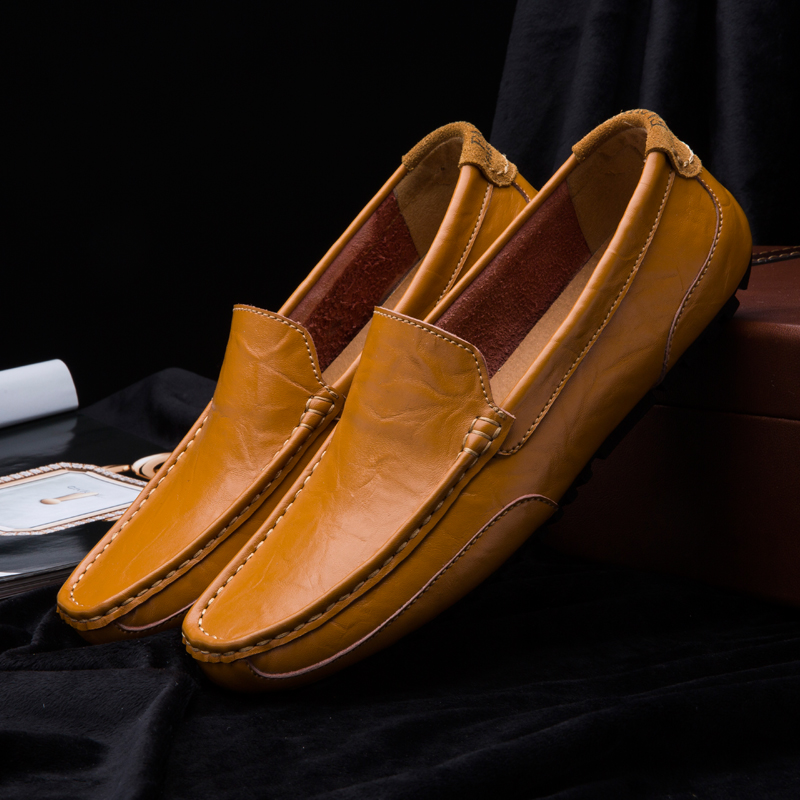 Men Genuine Leather Formal Shoes Casual Work Loafers Comfortable Breathable Peas Shoes