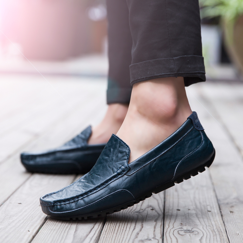 Men Genuine Leather Formal Shoes Casual Work Loafers Comfortable Breathable Peas Shoes