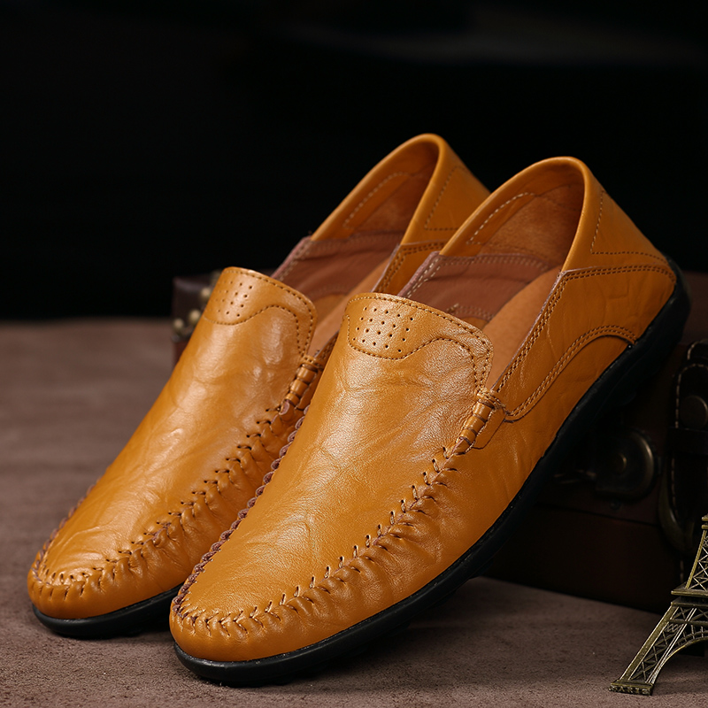 Men Leisure Leather Peas Shoes Plus Size Casual Work Shoes Formal Soft Wearable Loafers Shoes