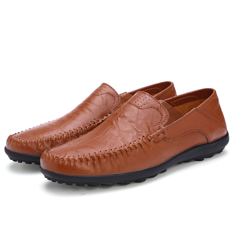 Men Leisure Leather Peas Shoes Plus Size Casual Work Shoes Formal Soft Wearable Loafers Shoes