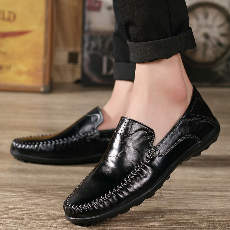 Men Leisure Leather Peas Shoes Plus Size Casual Work Shoes Formal Soft Wearable Loafers Shoes