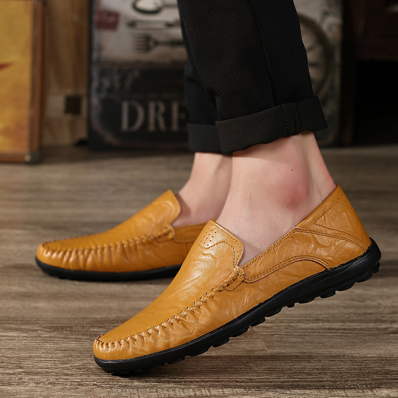 Men Leisure Leather Peas Shoes Plus Size Casual Work Shoes Formal Soft Wearable Loafers Shoes
