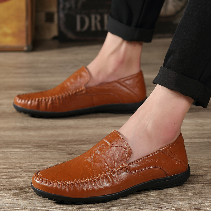 Men Leisure Leather Peas Shoes Plus Size Casual Work Shoes Formal Soft Wearable Loafers Shoes