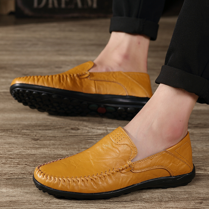 Men Leisure Leather Peas Shoes Plus Size Casual Work Shoes Formal Soft Wearable Loafers Shoes