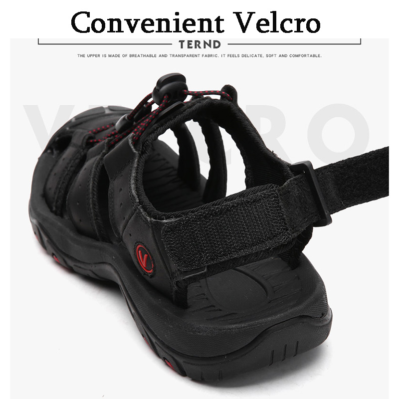 Casual Men Leather Sandals Plus Size Breathable Beach Slippers Outdoor Climbing Shoes Sandals