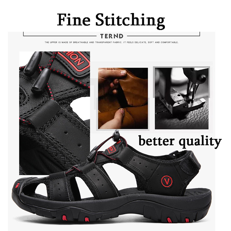 Casual Men Leather Sandals Plus Size Breathable Beach Slippers Outdoor Climbing Shoes Sandals