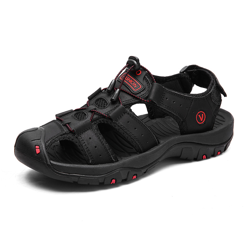 Casual Men Leather Sandals Plus Size Breathable Beach Slippers Outdoor Climbing Shoes Sandals