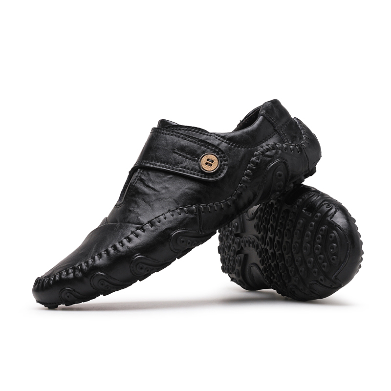 Men Genuine Leather Shoes Casual Work Shoes Non-slip Driving Loafers Plus Size Leisure Shoes
