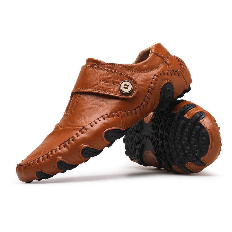 Men Genuine Leather Shoes Casual Work Shoes Non-slip Driving Loafers Plus Size Leisure Shoes