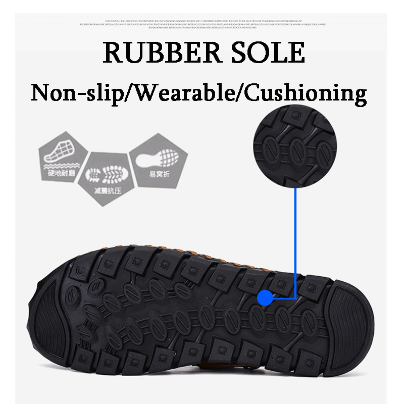 Men Genuine Leather Sandals Casual Walking Beach Sandal Leisure Outdoor Breathable Slipper Plus Size