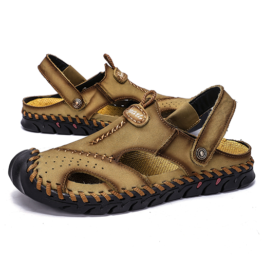 Men Genuine Leather Sandals Casual Walking Beach Sandal Leisure Outdoor Breathable Slipper Plus Size