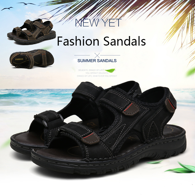 Men Genuine Leather Sandals Casual Outdoor Wearable Sport Shoes Plus Size Beach Slippers Sandals