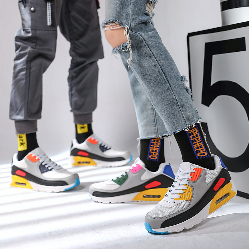 Men Air Cushion Sneakers Women MAX90 Running Shoes Plus Size Breathable Mesh Sport Shoes Soft Shoes