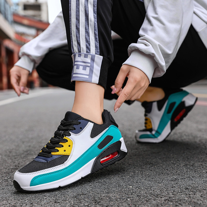 Men Air Cushion Sneakers Women MAX90 Running Shoes Plus Size Breathable Mesh Sport Shoes Soft Shoes