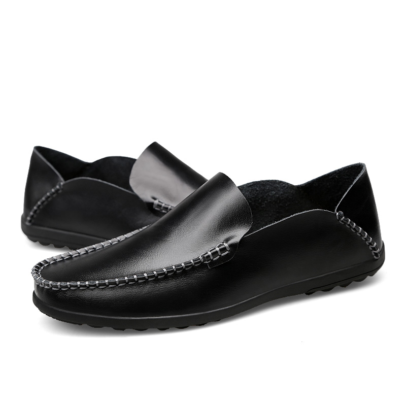 Men Leisure Leather Peas Shoes Plus Size Casual Handmade Shoes Formal Soft Wearable Loafers Shoes