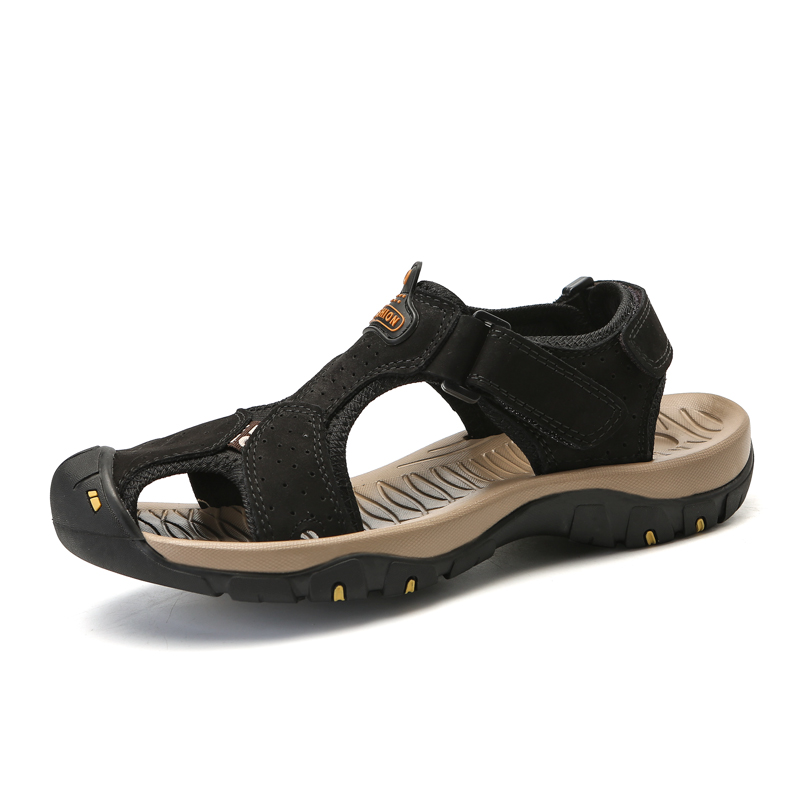 Men Genuine Leather Sandals Casual Outdoor Trekking Shoes Sport Breathable Soft Rubber Sole Sandals