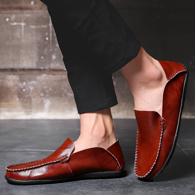 Men Formal Soft Leather Shoes Fashion High Quality Leisure Pea Loafers Plus Size Casual Wedding Shoe