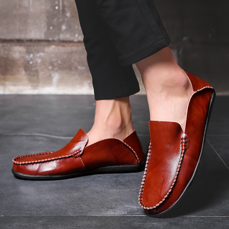 Men Formal Soft Leather Shoes Fashion High Quality Leisure Pea Loafers Plus Size Casual Wedding Shoe
