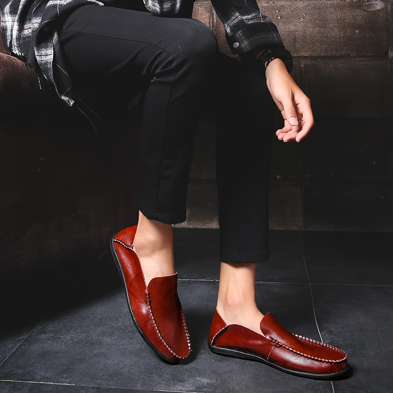 Men Formal Soft Leather Shoes Fashion High Quality Leisure Pea Loafers Plus Size Casual Wedding Shoe