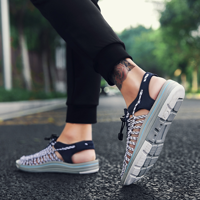 Men Hand-woven Roman Sandals Fashion Comfortable Sport Walking Shoes Women Casual Outdoor Sandals