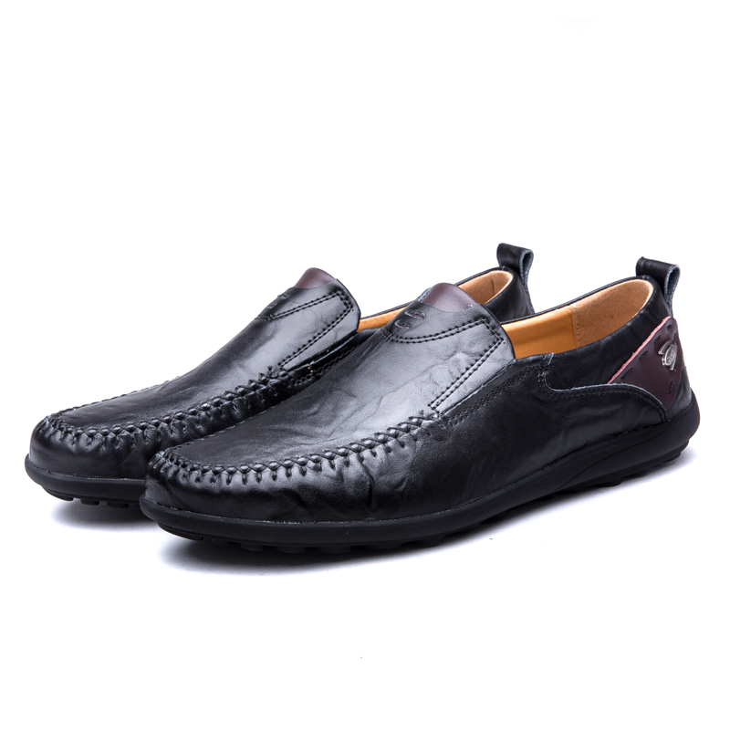 High Quality Men Casual Genuine Leather Shoes Soft Formal Pea Loafers Breathable Work Leather Shoes