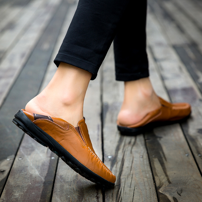 High Quality Men Casual Genuine Leather Shoes Soft Formal Pea Loafers Breathable Work Leather Shoes
