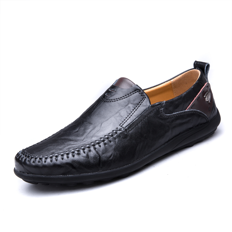 High Quality Men Casual Genuine Leather Shoes Soft Formal Pea Loafers Breathable Work Leather Shoes