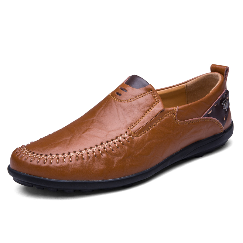 High Quality Men Casual Genuine Leather Shoes Soft Formal Pea Loafers Breathable Work Leather Shoes