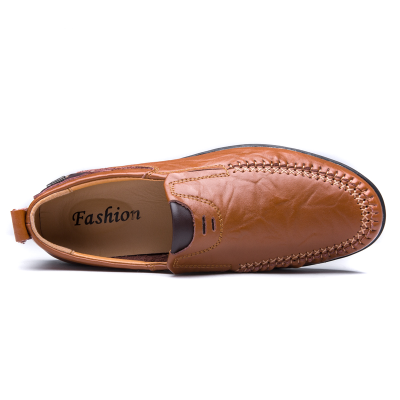 High Quality Men Casual Genuine Leather Shoes Soft Formal Pea Loafers Breathable Work Leather Shoes