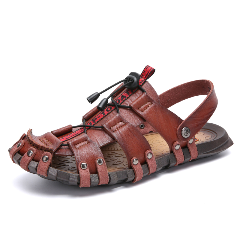 Men Casual Leather Sandals High Quality Beach Sliipers Non-slip Outdoor Trekking Sandals Sport Shoes