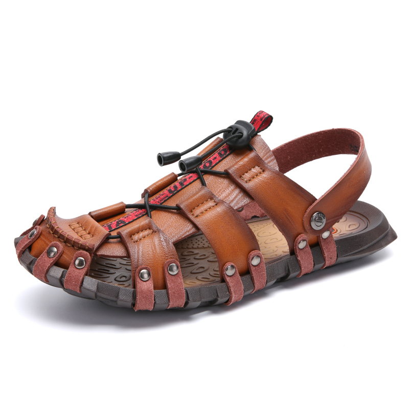 Men Casual Leather Sandals High Quality Beach Sliipers Non-slip Outdoor Trekking Sandals Sport Shoes