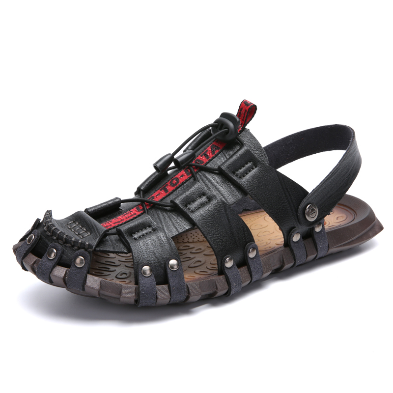 Men Casual Leather Sandals High Quality Beach Sliipers Non-slip Outdoor Trekking Sandals Sport Shoes