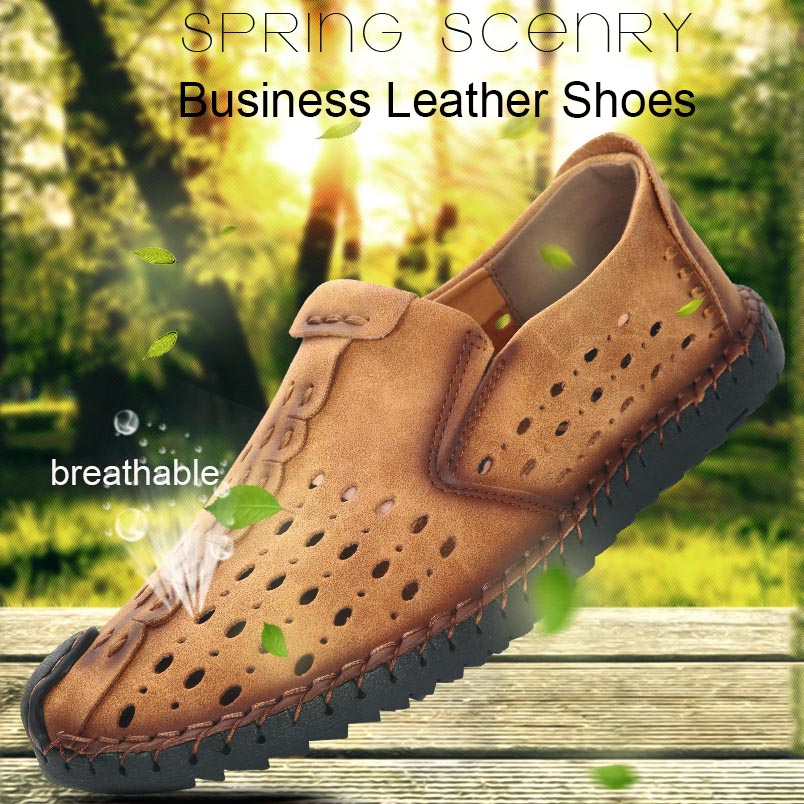Men Fashion Business Leather Shoes Casual Breathable Work Loafers Formal Wedding Shoes