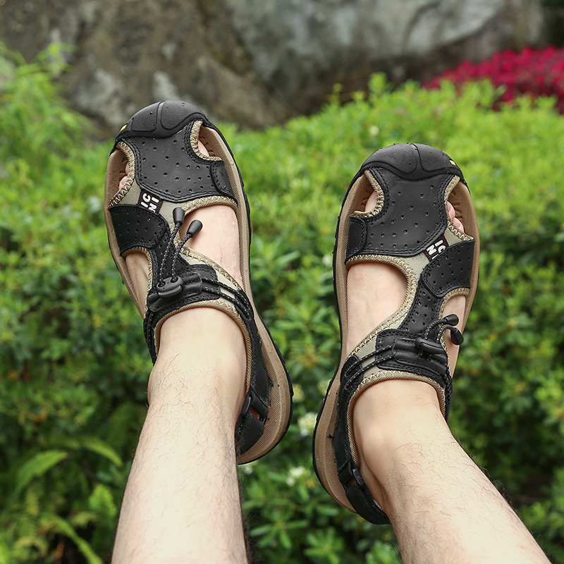 Men Fashion Leisure Leather Sandals Plus Size Trekking Waterproof Sport Shoes Climbing Sandals