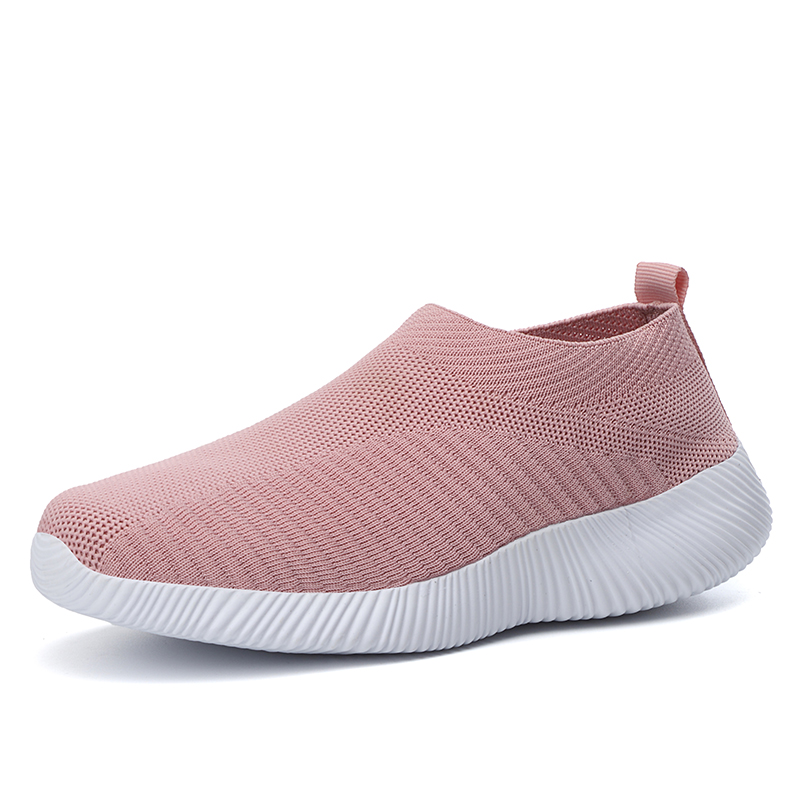 Women Breathable Mesh Sport Shoes Plus Size Casual Non-slip Running Shoes Slip-on Light Sneakers