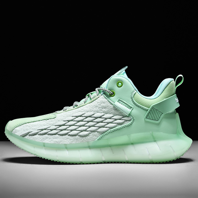 Men Fly Knit Elastic Sport Shoes Casual  Breathable Popcorn Running Shoes Outdoor Non-slip Sneakers