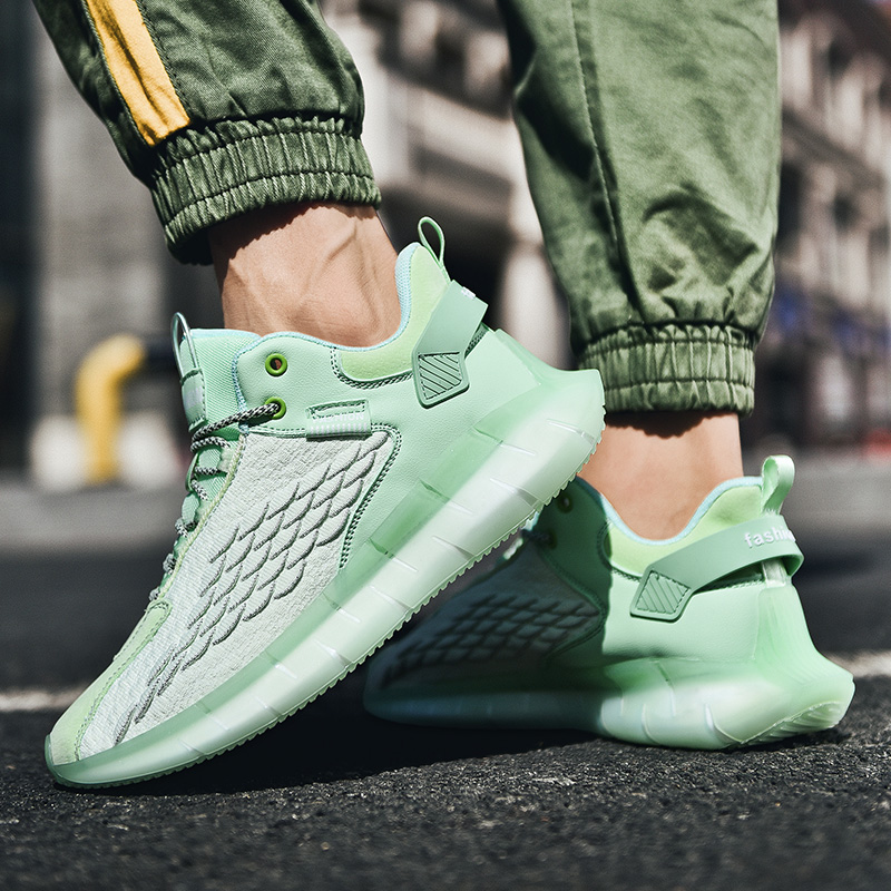 Men Fly Knit Elastic Sport Shoes Casual  Breathable Popcorn Running Shoes Outdoor Non-slip Sneakers