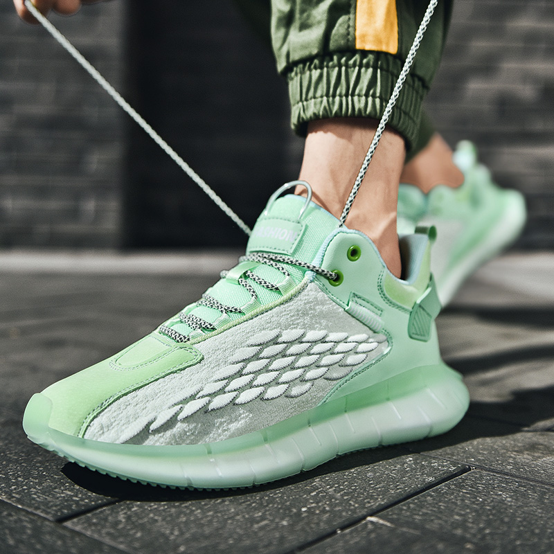 Men Fly Knit Elastic Sport Shoes Casual  Breathable Popcorn Running Shoes Outdoor Non-slip Sneakers